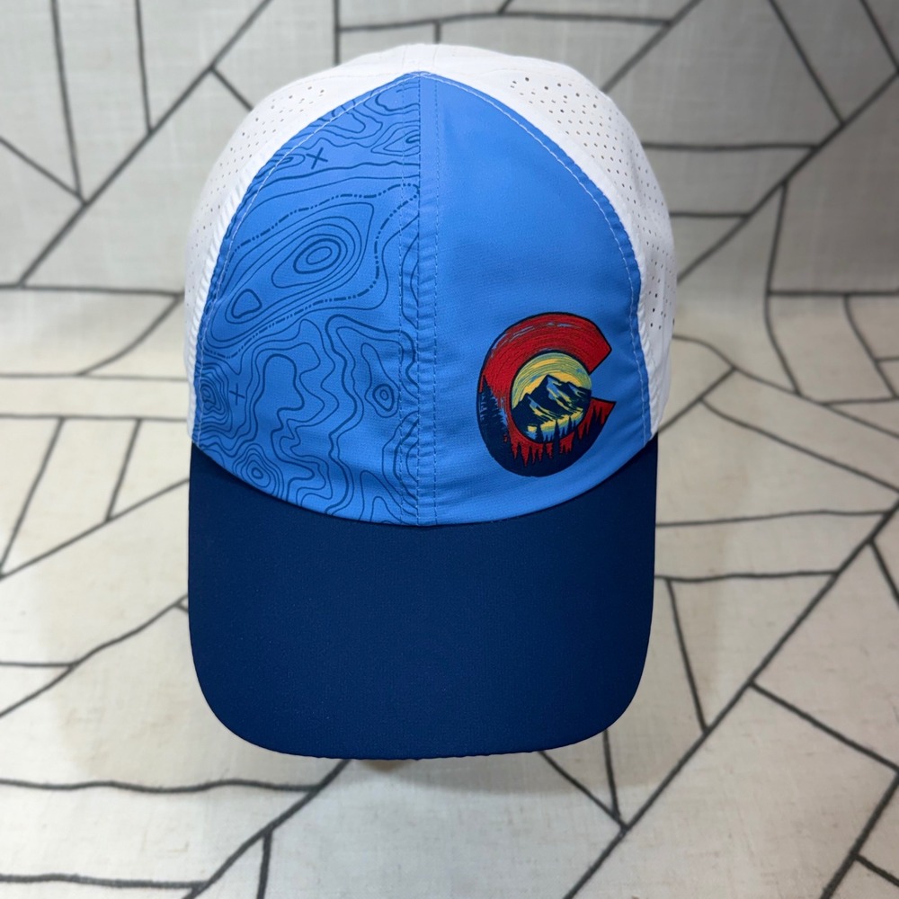 BOCO Gear Running Hat OSFM Blue White Colorado Brewery Running Series Topo Cap